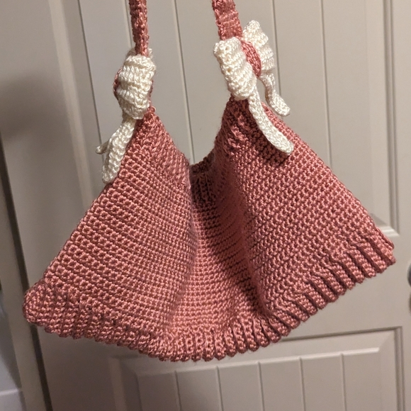 Dark pink crochet shoulder bag - Picture 7 of 7